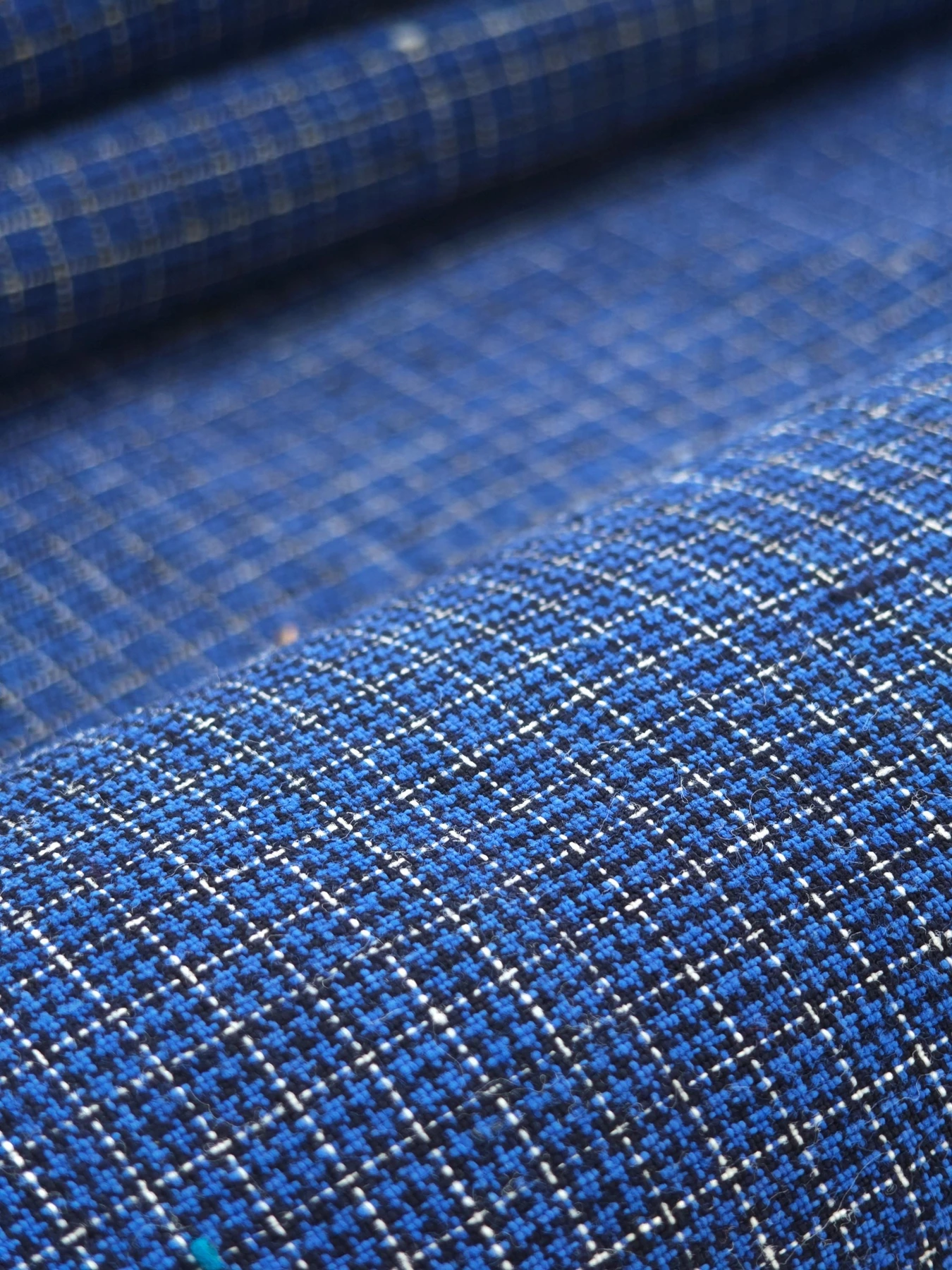 Indigo Osmanthus Grid — source photograph 2, documenting the same textile.