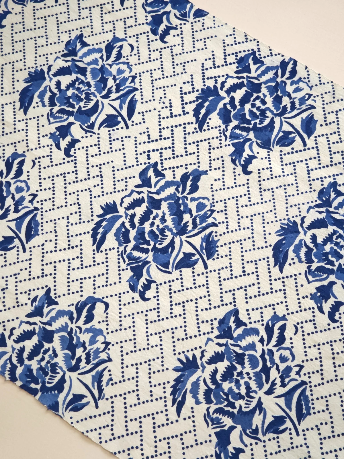 Peony Lattice — Nantong Blue Peony Print