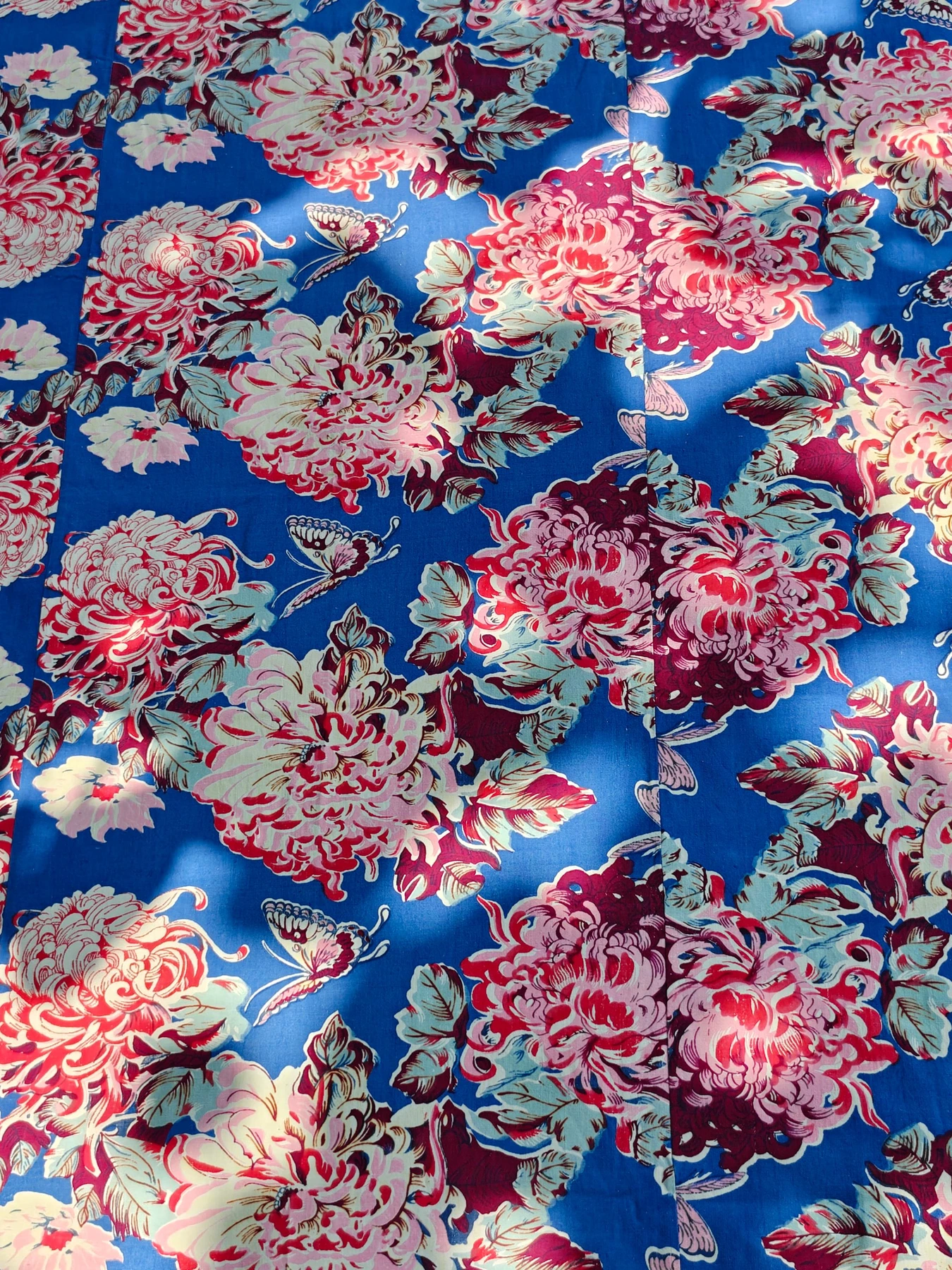 Chrysanthemum and Butterfly Bedsheet — source photograph 2, documenting the same textile.